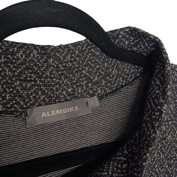 ALEMBIKA Gray Marled Multi Print Midi A-Line Gray Black Cowl Modest Dress 2 XS - Picture 3 of 7